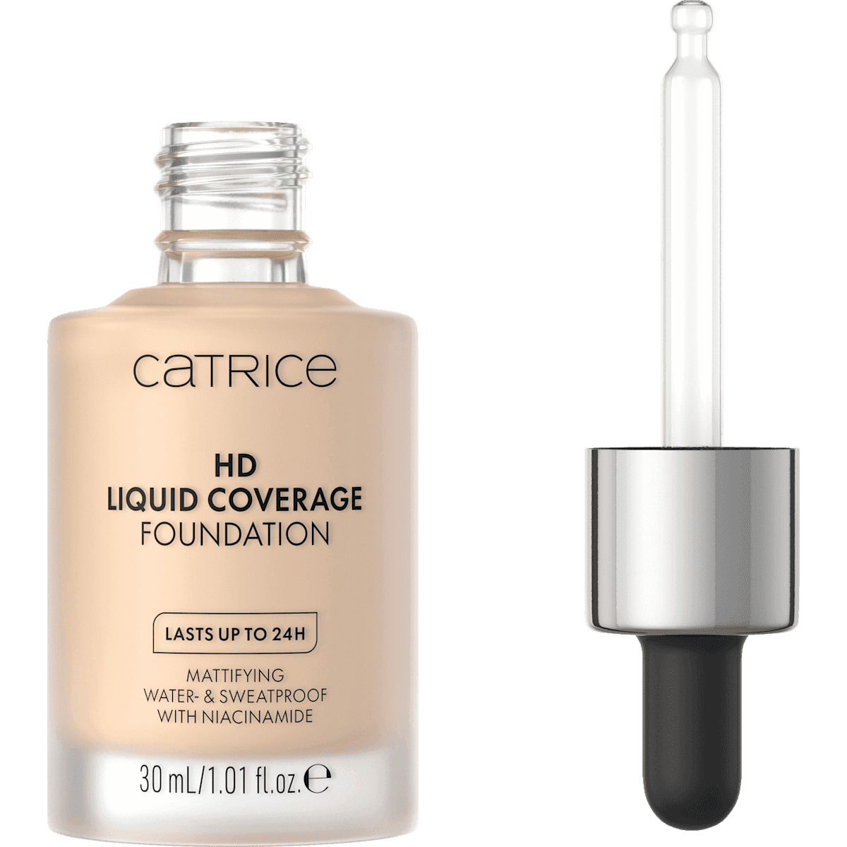 Catrice foundation Liquid HD Coverage Waterproof 10 Light Beige, 30 ml (Catrice Foundation Liquid HD Coverage Waterproof 10 Light Beige, 30 ml) — authentic German product in Morocco
