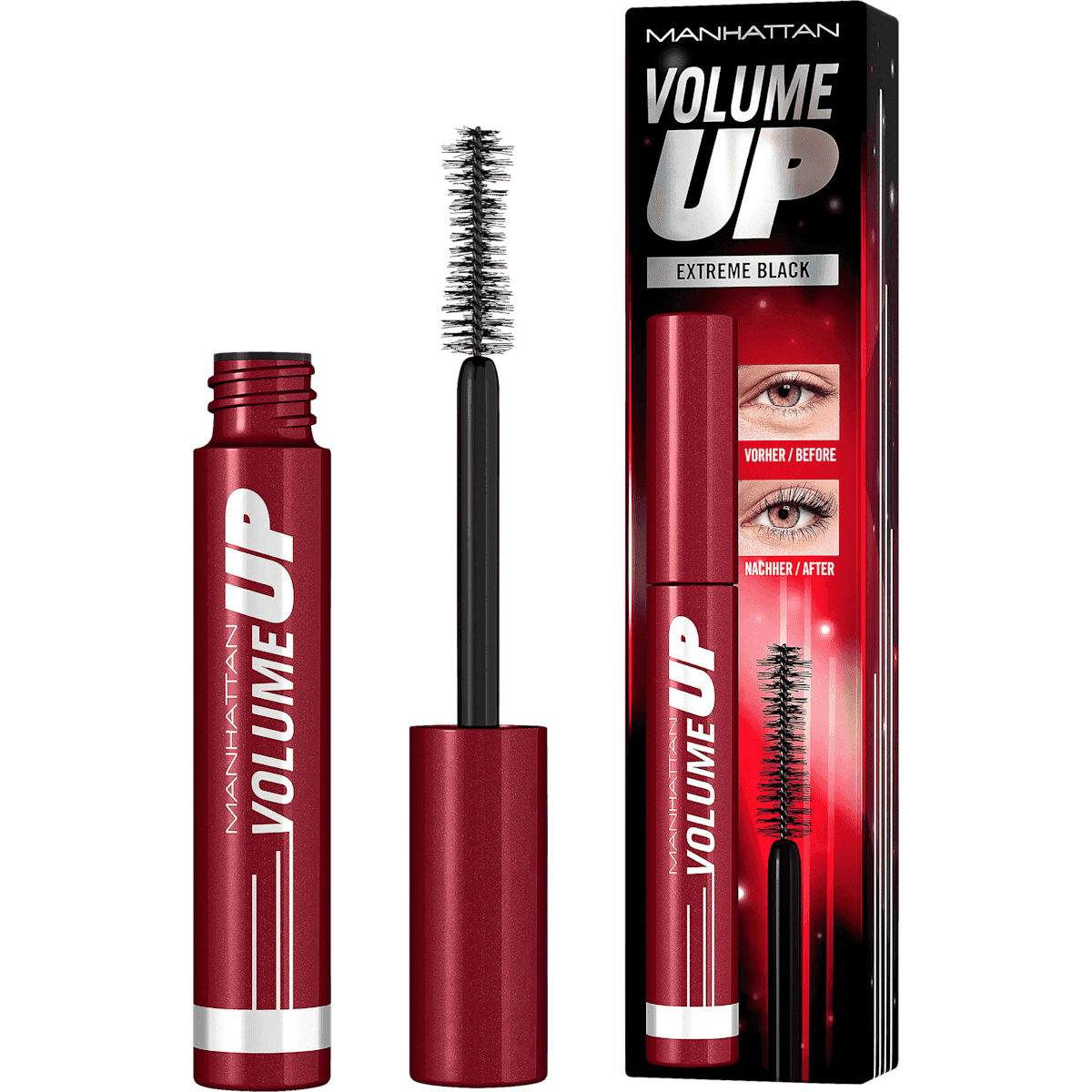 MANHATTAN Cosmetics Mascara Volume Up 001 Extreme Black, 8 ml — produit allemand authentique au Maroc