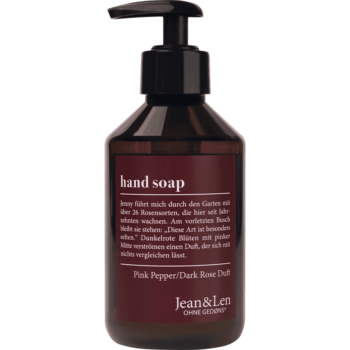 Jean&Len Savon liquide pink pepper & dark rose, 250 ml (Jean&Len Flüssigseife pink pepper & dark rose, 250 ml) — produit allemand authentique au Maroc