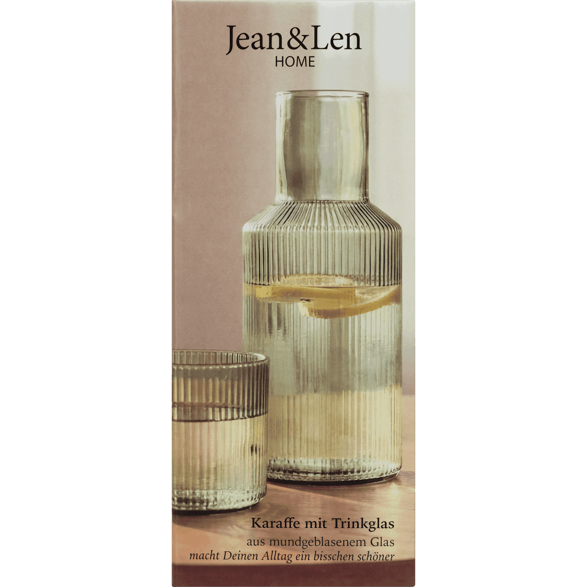 Jean&Len Karaffe avec Trinkglas aus Glas, salbei, 1 Set (Jean&Len Karaffe mit Trinkglas aus Glas, salbei, 1 Set) — produit allemand authentique au Maroc