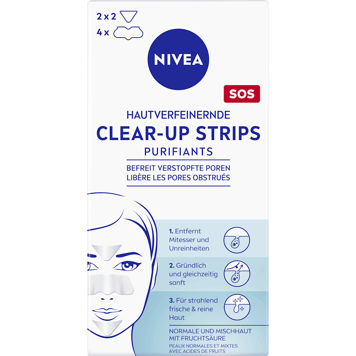 NIVEA Nosestrips Clear-Up hautverfeinernd, 6 pièces (NIVEA Nosestrips Clear-Up hautverfeinernd, 6 St) — منتج ألماني أصلي في المغرب