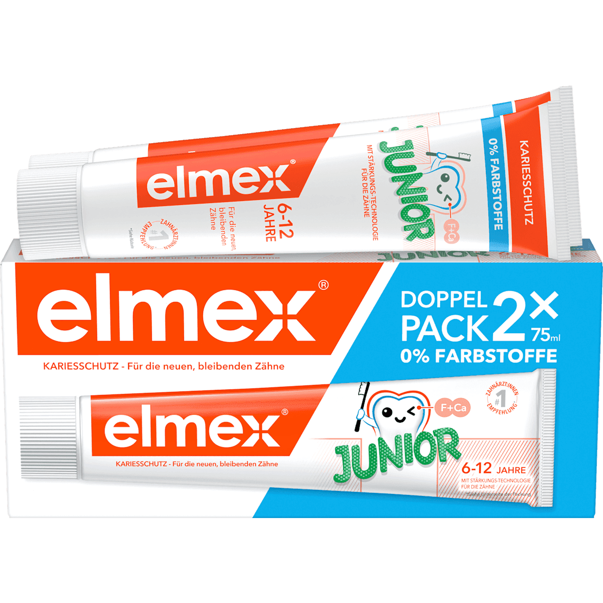 elmex Dentifrice Enfant Junior 6-12 ans (2x75ml), 150 ml (elmex Zahnpasta Kinder Junior 6-12 Jahren (2x75ml), 150 ml) — منتج ألماني أصلي في المغرب