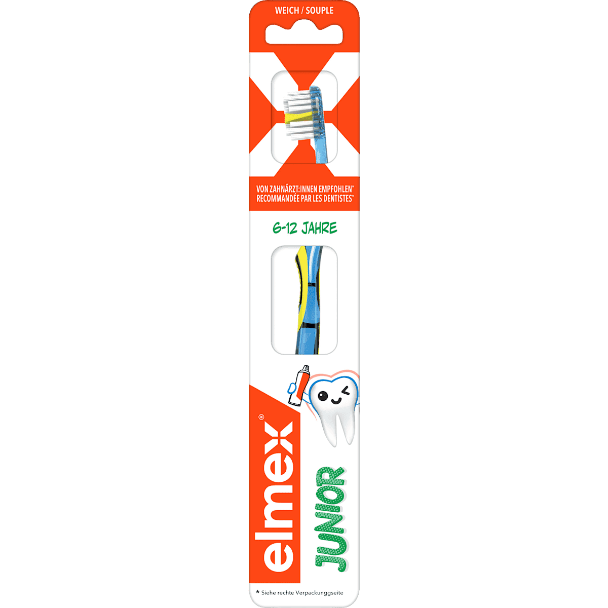 elmex Brosse à dents Junior souple, 1 pièce (elmex Zahnbürste Junior weich, 1 St) — produit allemand authentique au Maroc