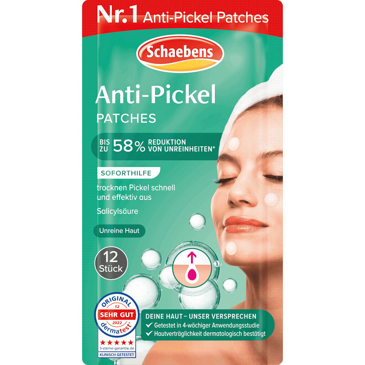 Schaebens Anti Pickel Patches unreine peau, 12 pièces — produit allemand authentique au Maroc