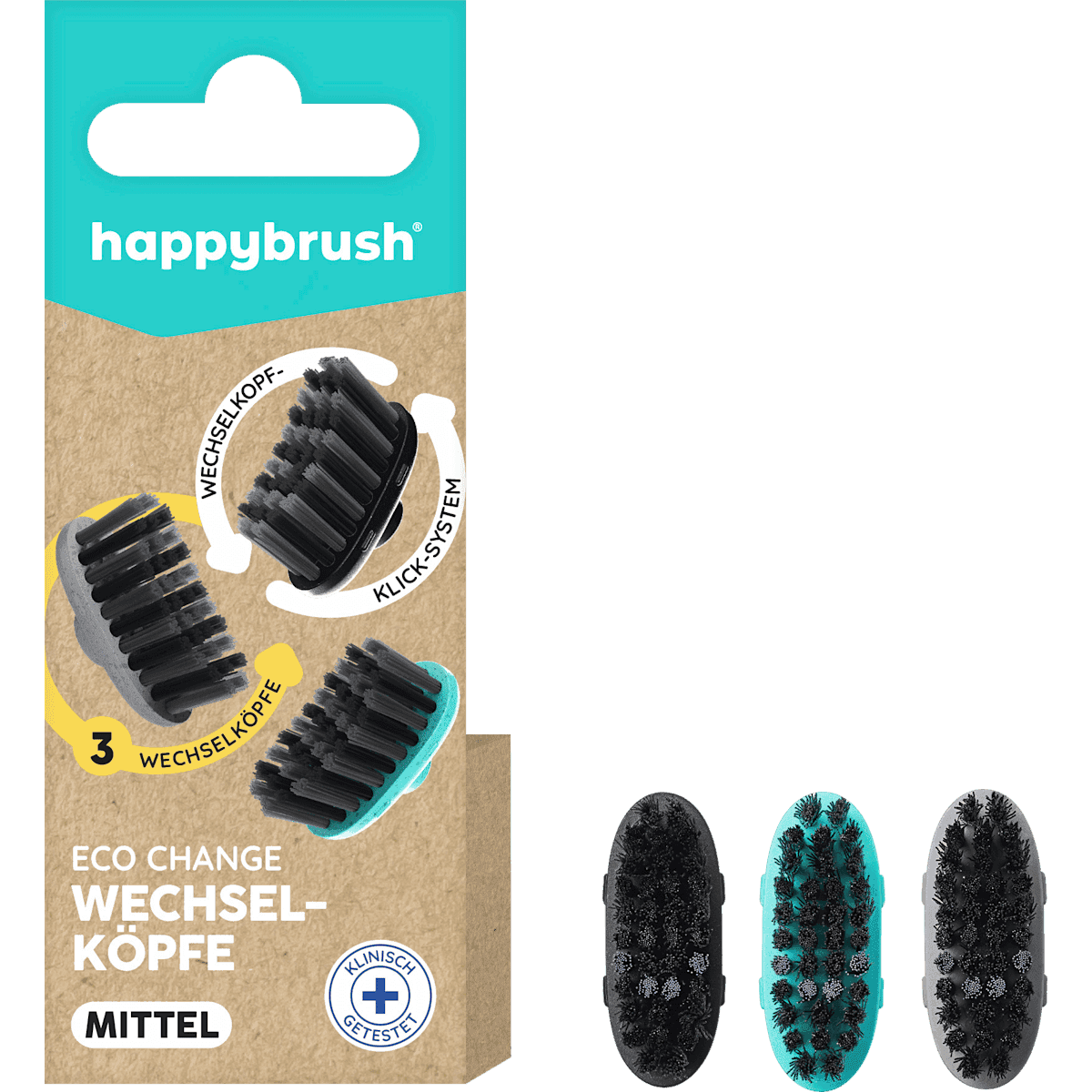 happybrush Brosse à dents EcoChange Refills, 3 pièces — produit allemand authentique au Maroc