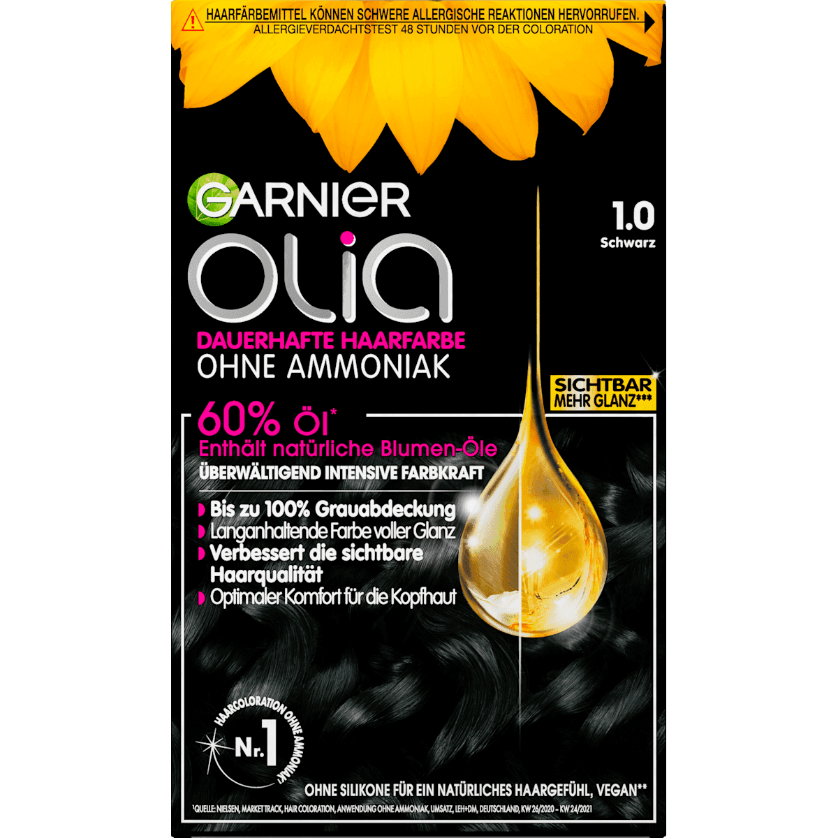 GARNIER olia Coloration 1.0 noir, 1 pièce (GARNIER olia Haarfarbe 1.0 Schwarz, 1 St) — منتج ألماني أصلي في المغرب