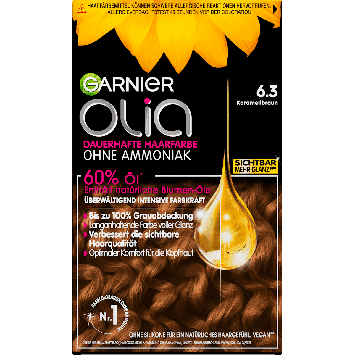 GARNIER olia Coloration 6.3 Karamellbraun, 1 pièce (GARNIER olia Haarfarbe 6.3 Karamellbraun, 1 St) — produit allemand authentique au Maroc