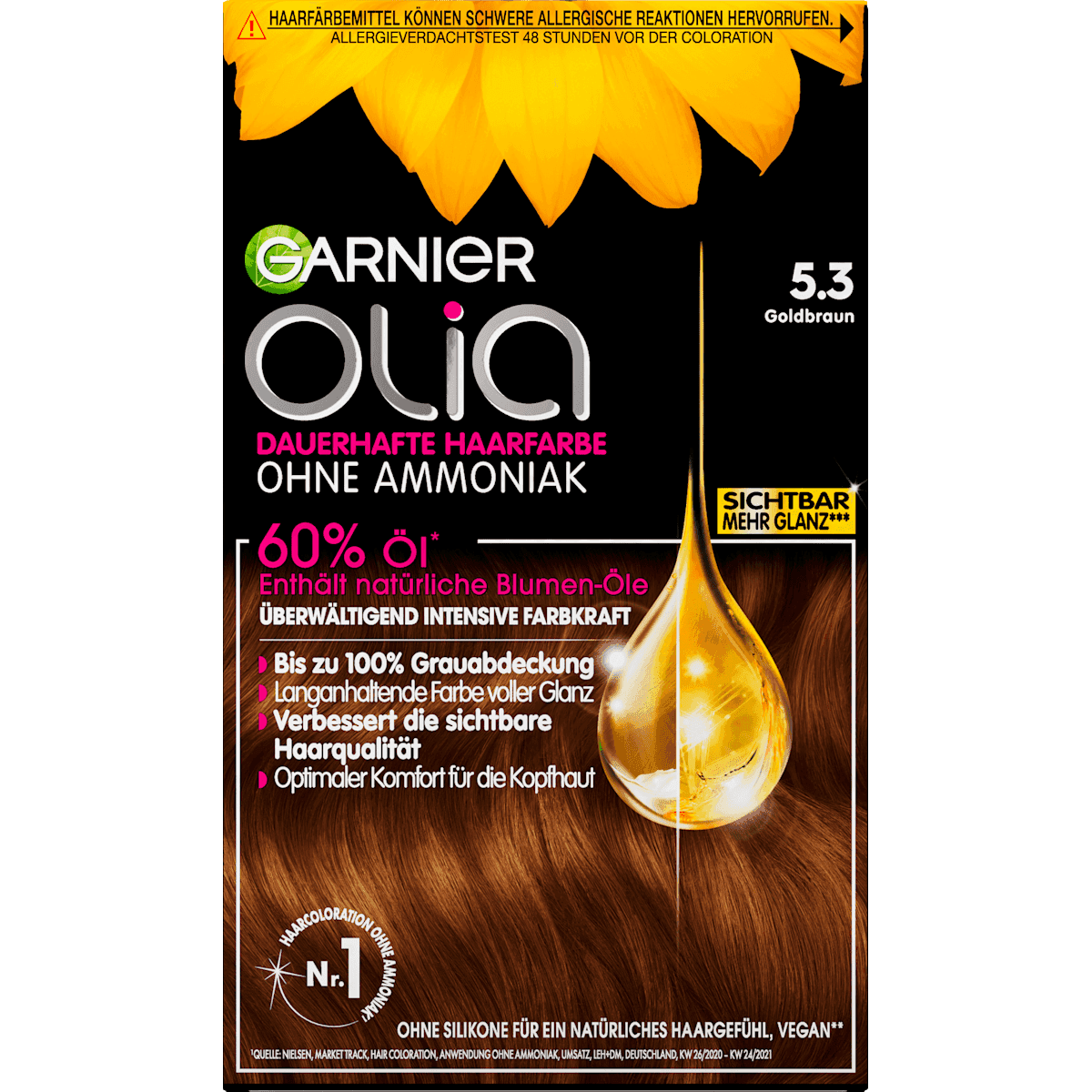 GARNIER olia Coloration 5.3 Goldbraun, 1 pièce (GARNIER olia Haarfarbe 5.3 Goldbraun, 1 St) — produit allemand authentique au Maroc