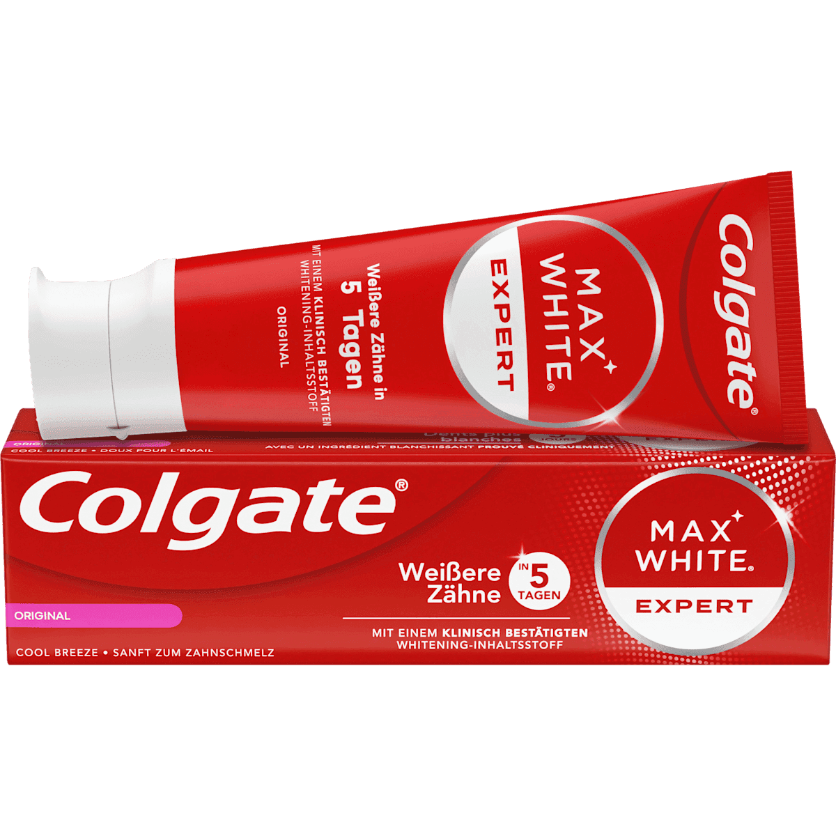 Colgate Dentifrice Max White Expert Original, 75 ml — produit allemand authentique au Maroc
