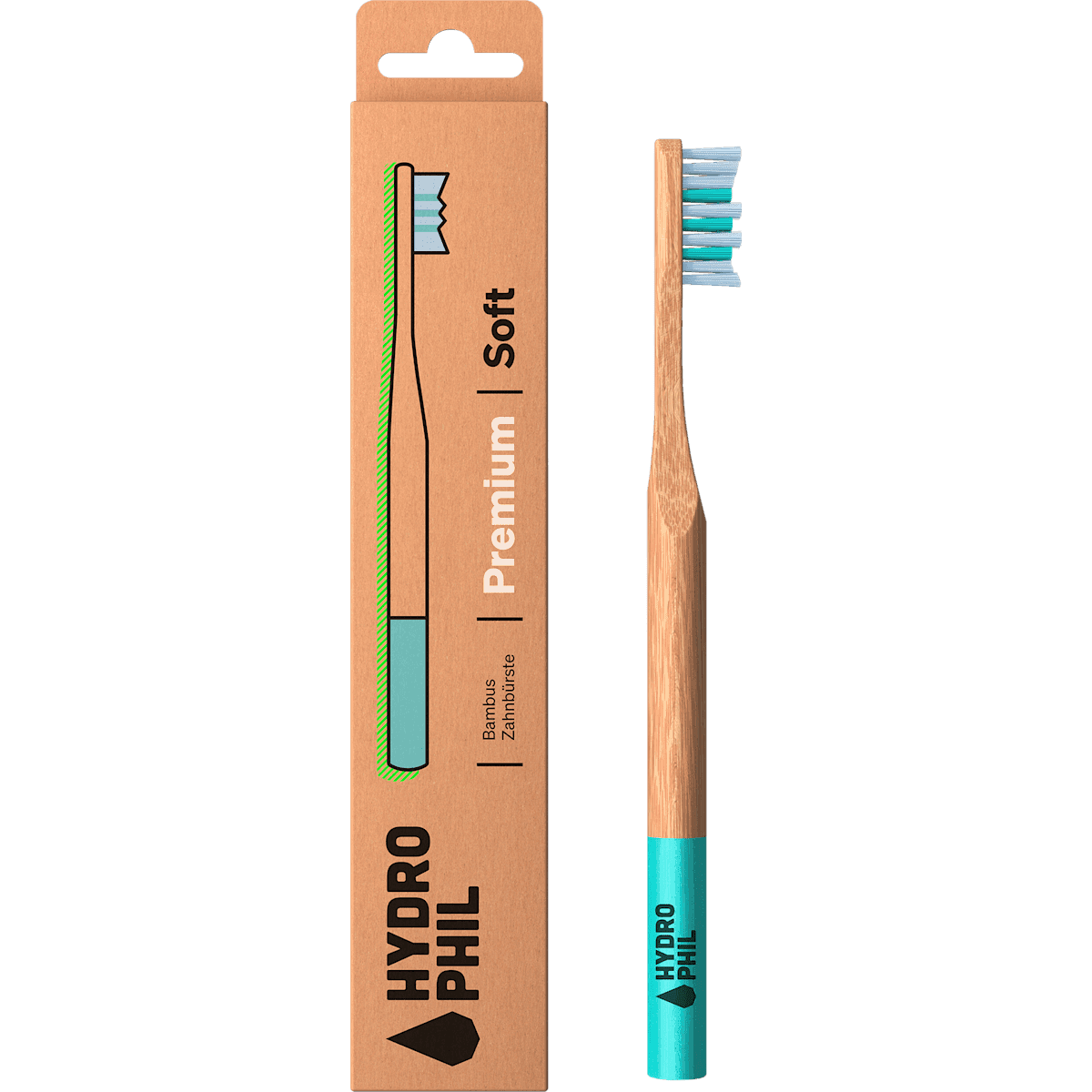 Hydrophil Brosse à dents Premium soft / natur & carribean sea, 1 pièce — produit allemand authentique au Maroc
