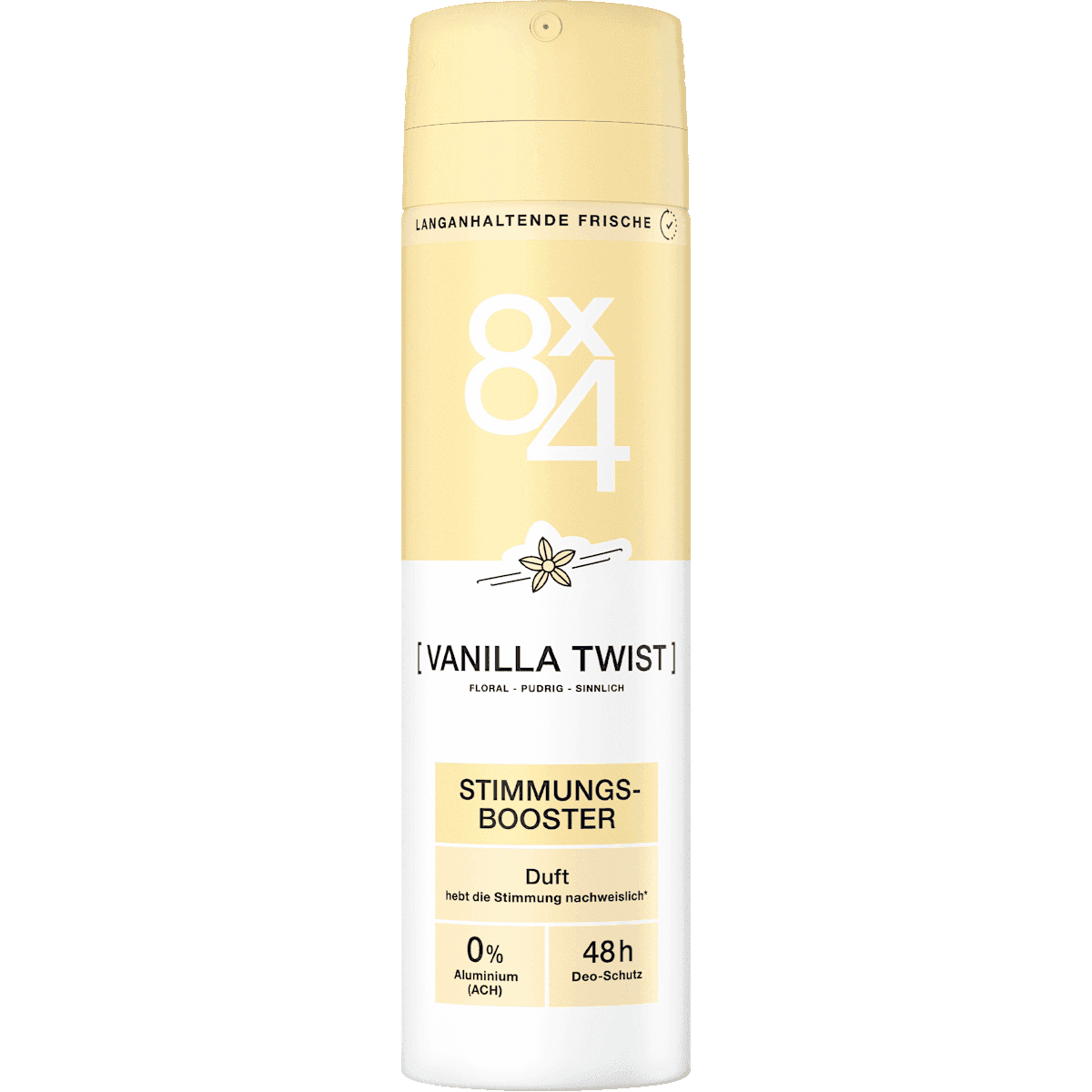 8x4 women Déodorant spray Vanilla Twist, 150 ml (8x4 women Deospray Vanilla Twist, 150 ml) — produit allemand authentique au Maroc