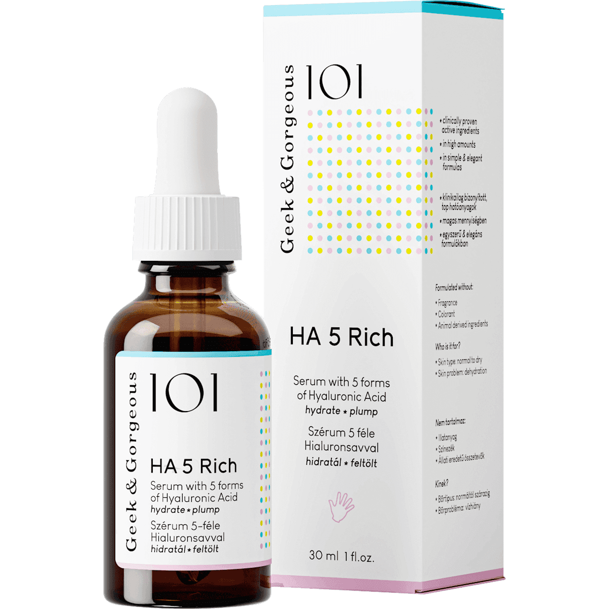 Geek&Gorgeous Sérum visage 101 HA 5 Rich, 30 ml (Geek&Gorgeous Gesichtsserum 101 HA 5 Rich, 30 ml) — produit allemand authentique au Maroc