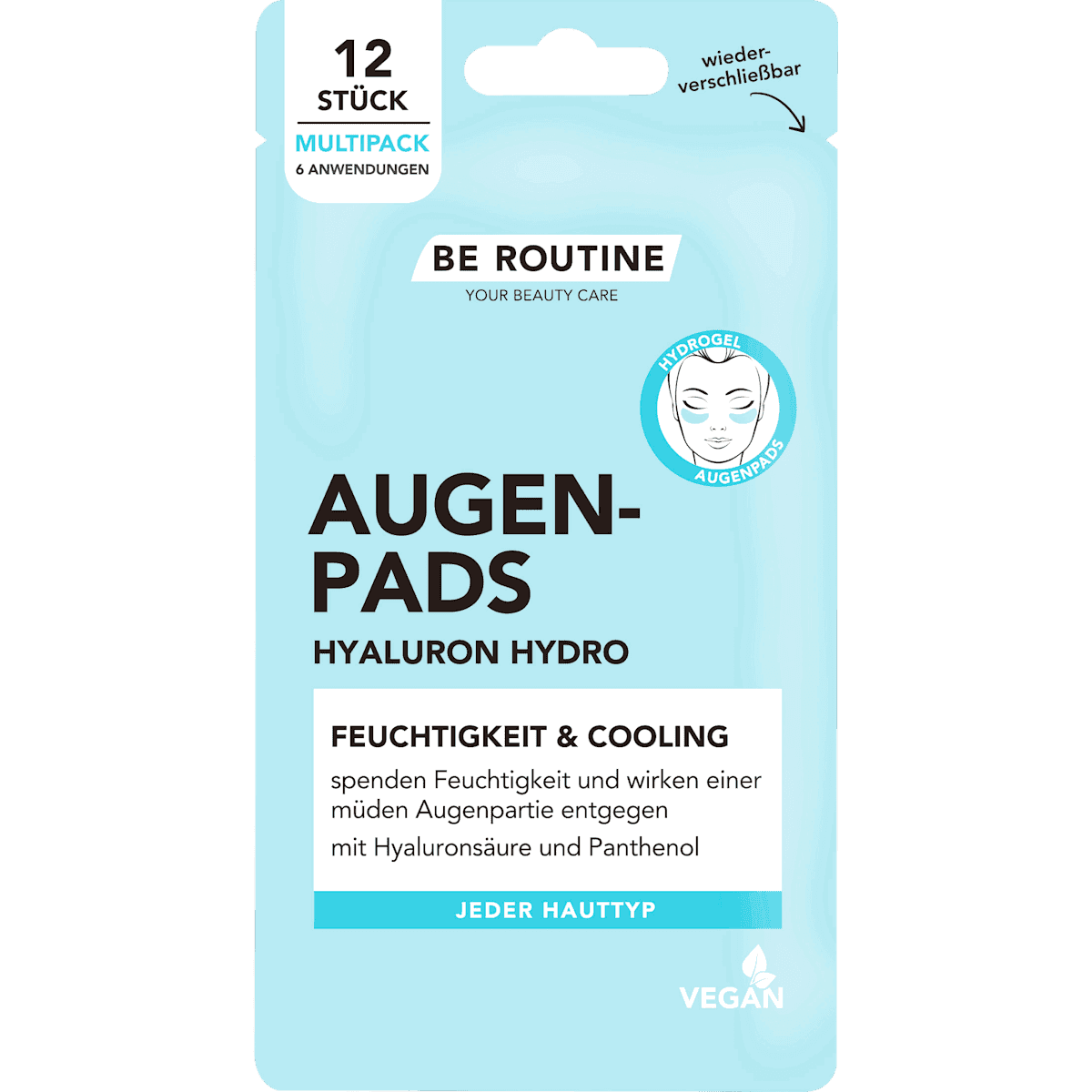 BE ROUTINE Patchs yeux Hydrogel Acide hyaluronique Multipack (6 Paare), 12 pièces (BE ROUTINE Augenpads Hydrogel Hyaluron Multipack (6 Paare), 12 St) — produit allemand authentique au Maroc