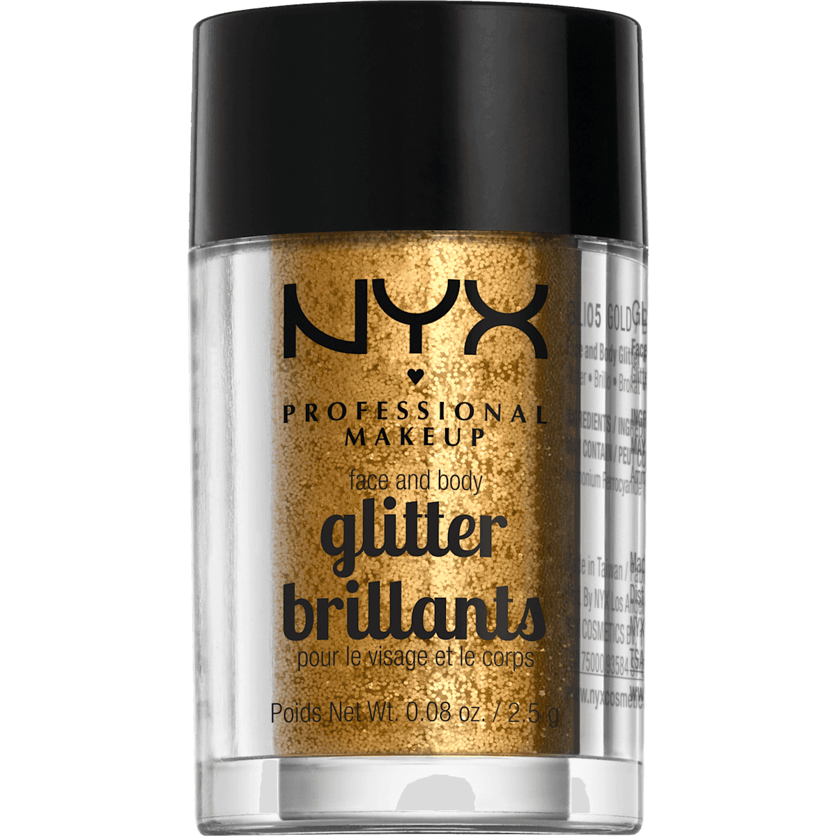 NYX PROFESSIONAL MAKEUP Face And Body Glitter 05 Gold, 2,5 g — authentic German product in Morocco