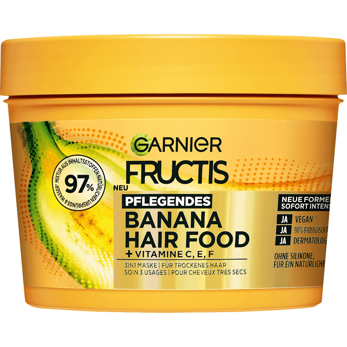 GARNIER FRUCTIS Masque cheveux Banana Hair Food 3in1 Masque, 400 ml (GARNIER FRUCTIS Haarkur Banana Hair Food 3in1 Maske, 400 ml) — منتج ألماني أصلي في المغرب