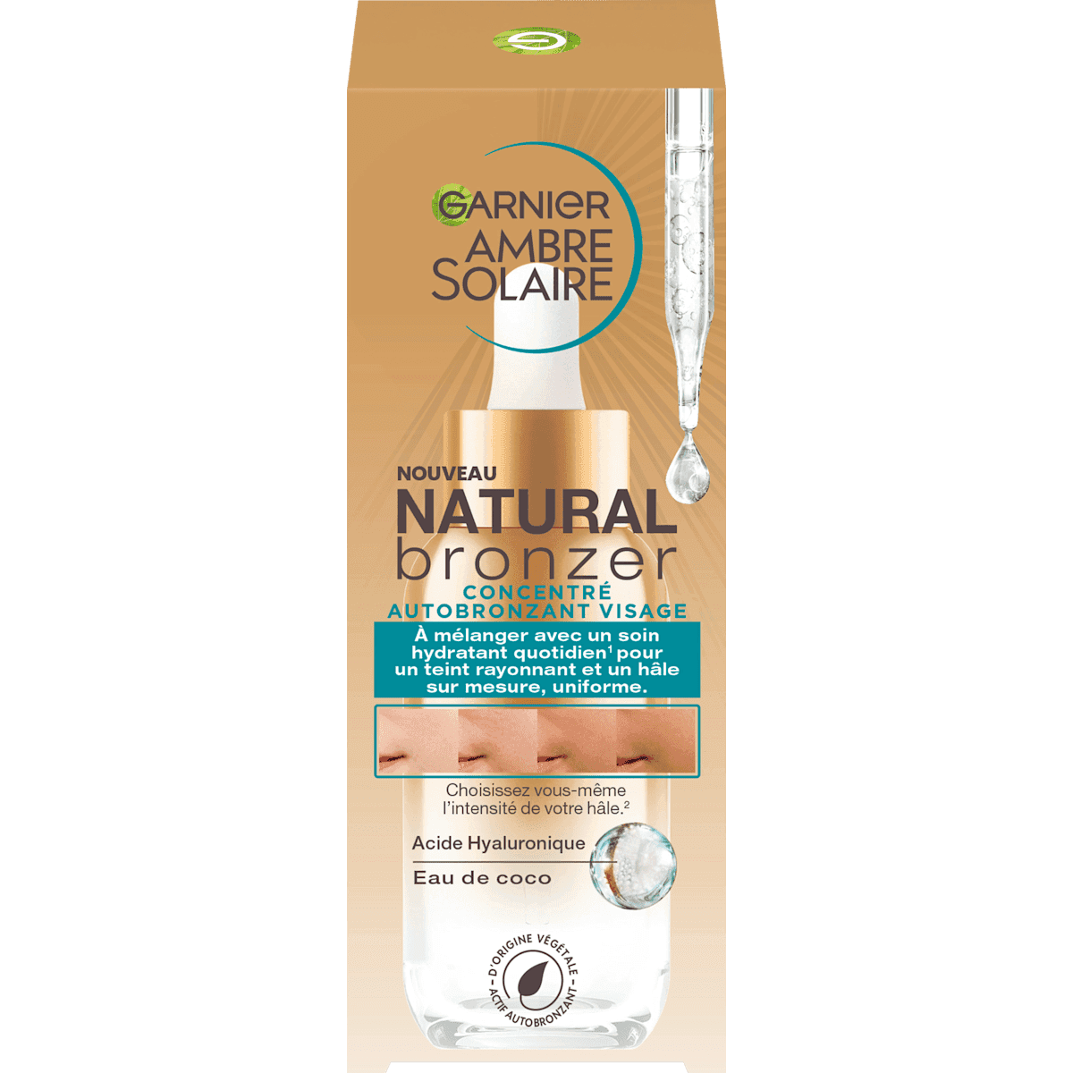 Garnier Ambre Solaire Self-tanning Konzentrat face Natural Bronzer, 30 ml (Garnier Ambre Solaire Selbstbräuner Konzentrat Gesicht Natural Bronzer, 30 ml) — authentic German product in Morocco