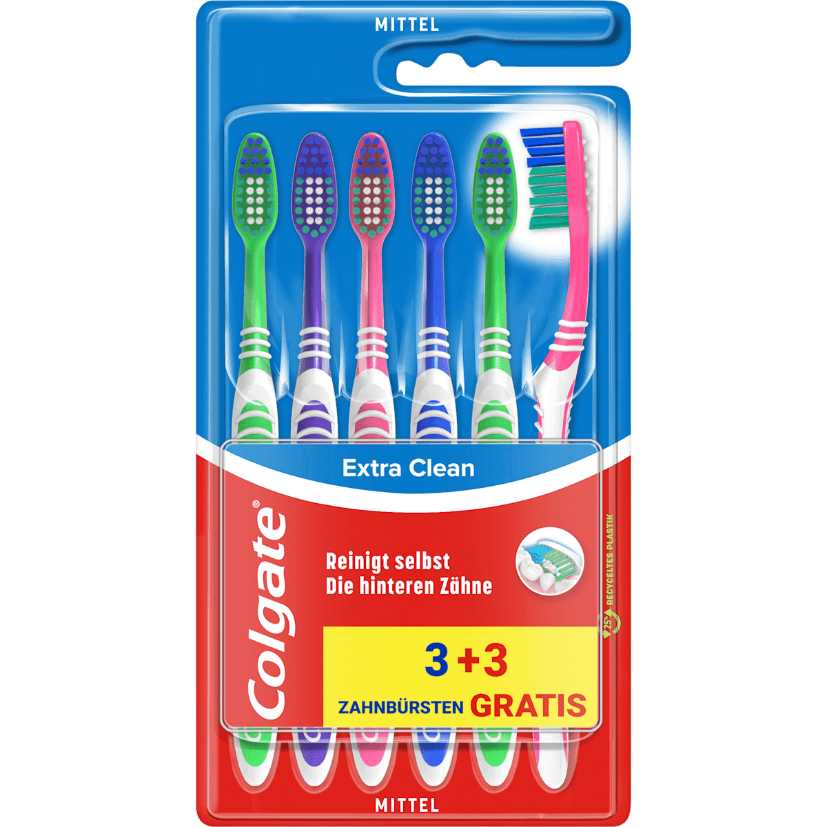 Colgate Brosse à dents Extra Clean medium, 6 pièces — produit allemand authentique au Maroc