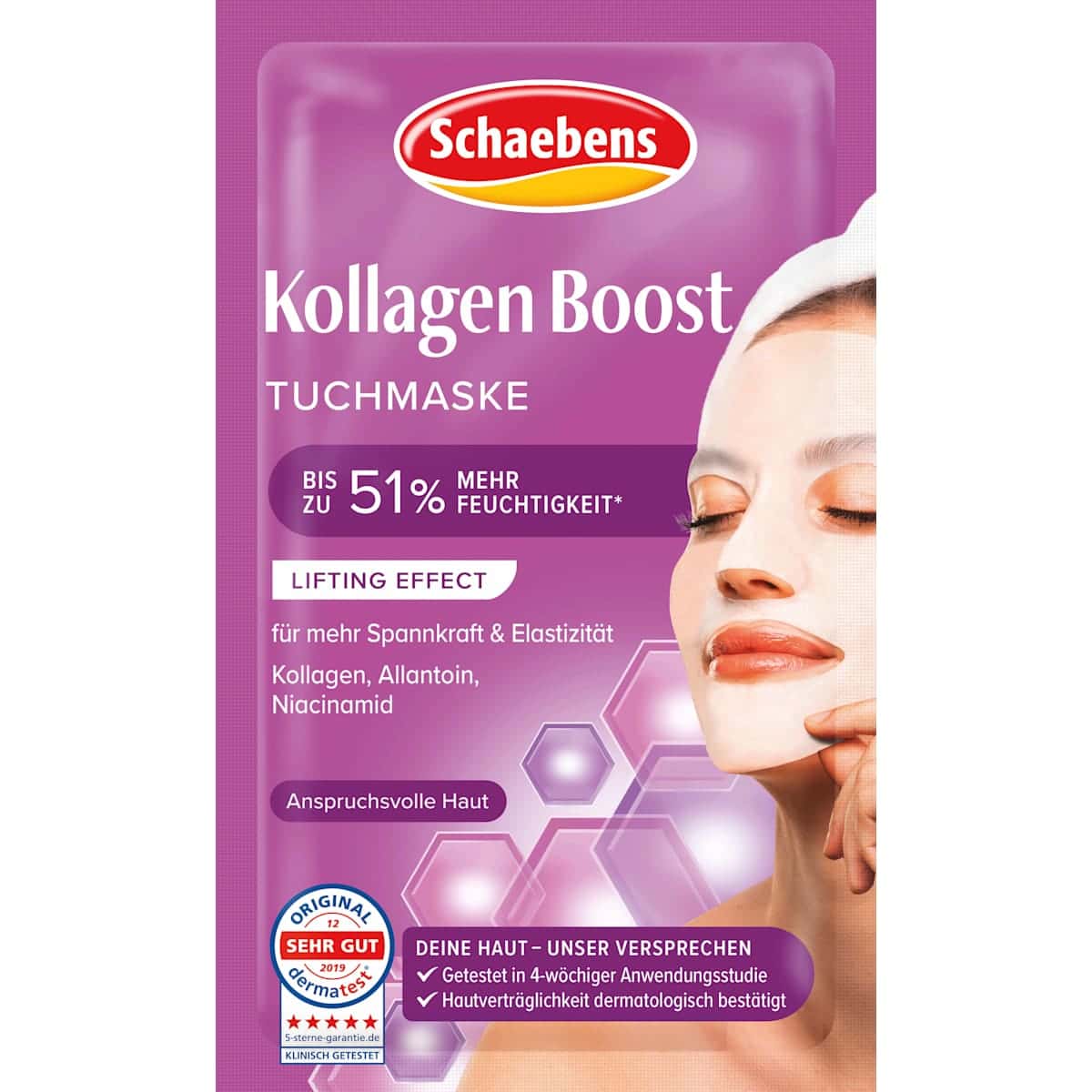 Schaebens mask fabric Collagen Boost, 1 pc (Schaebens Tuchmaske Kollagen Boost, 1 St) — authentic German product in Morocco
