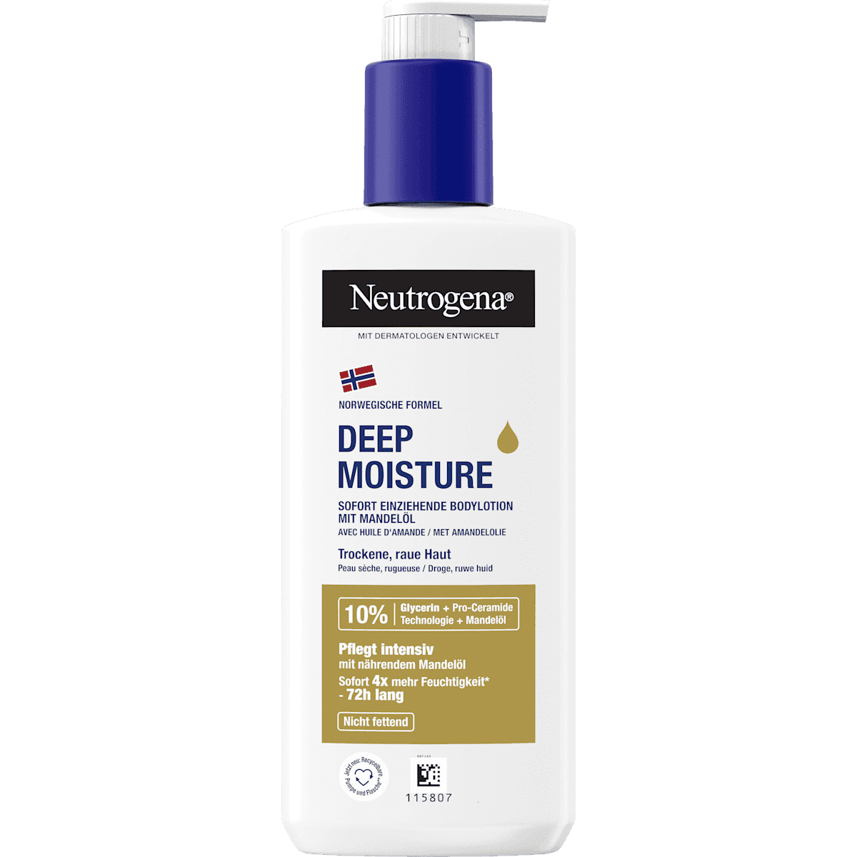 Neutrogena Lait corporel Deep Moisture huile d'amande, 250 ml — produit allemand authentique au Maroc