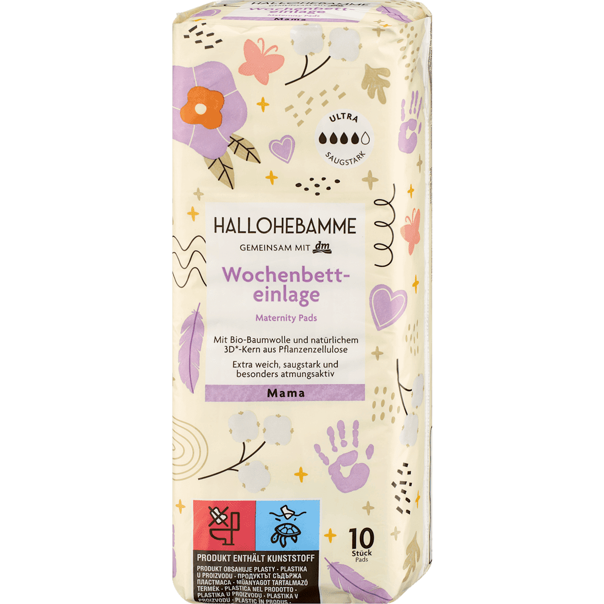 HALLOHEBAMME Wochenbetteinlagen, 10 pièces (HALLOHEBAMME Wochenbetteinlagen, 10 St) — produit allemand authentique au Maroc