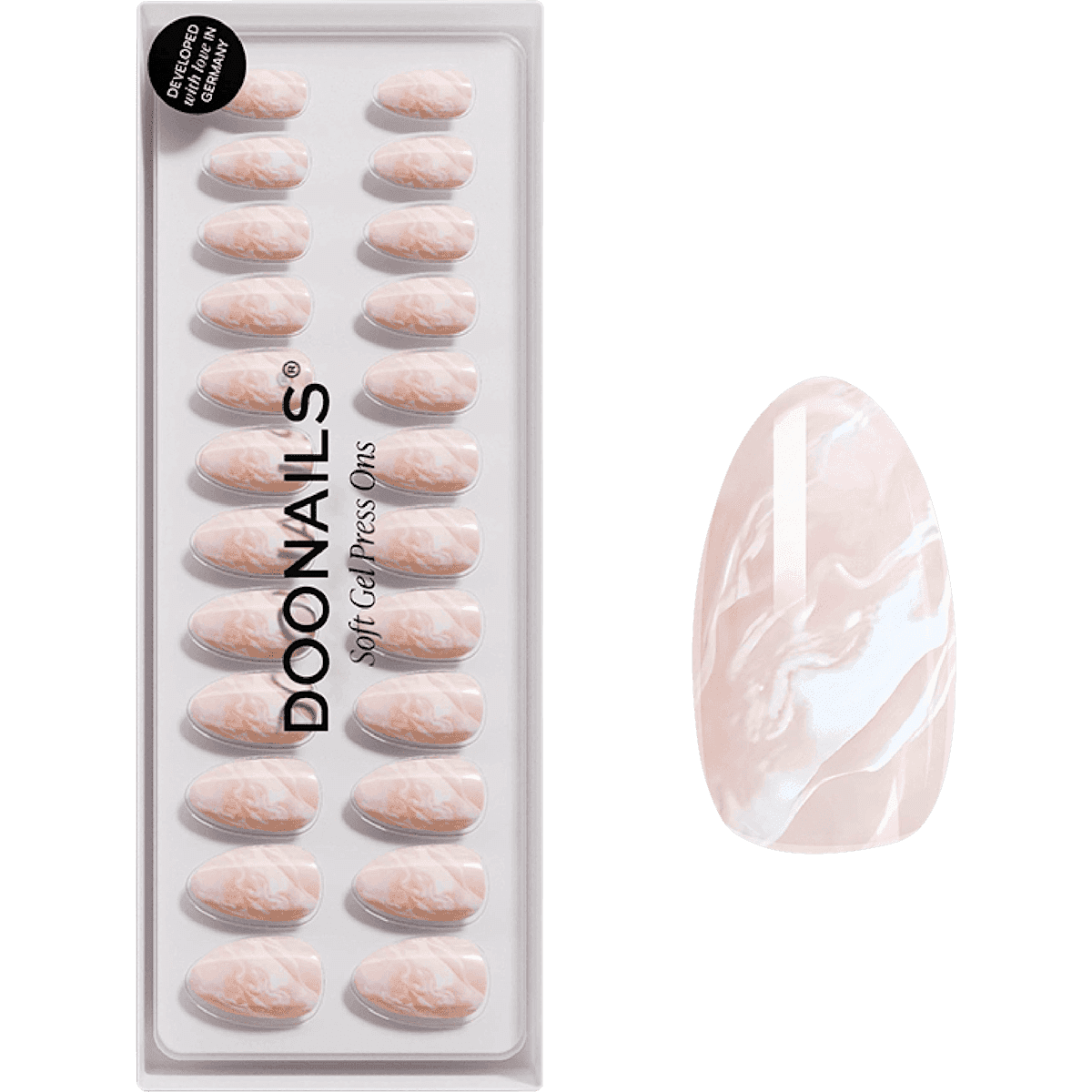 Doonails faux ongles, Soft Gel Press Ons Nude Marble Short Almond, 30 pièces (Doonails Künstliche Nägel, Soft Gel Press Ons Nude Marble Short Almond, 30 St) — منتج ألماني أصلي في المغرب