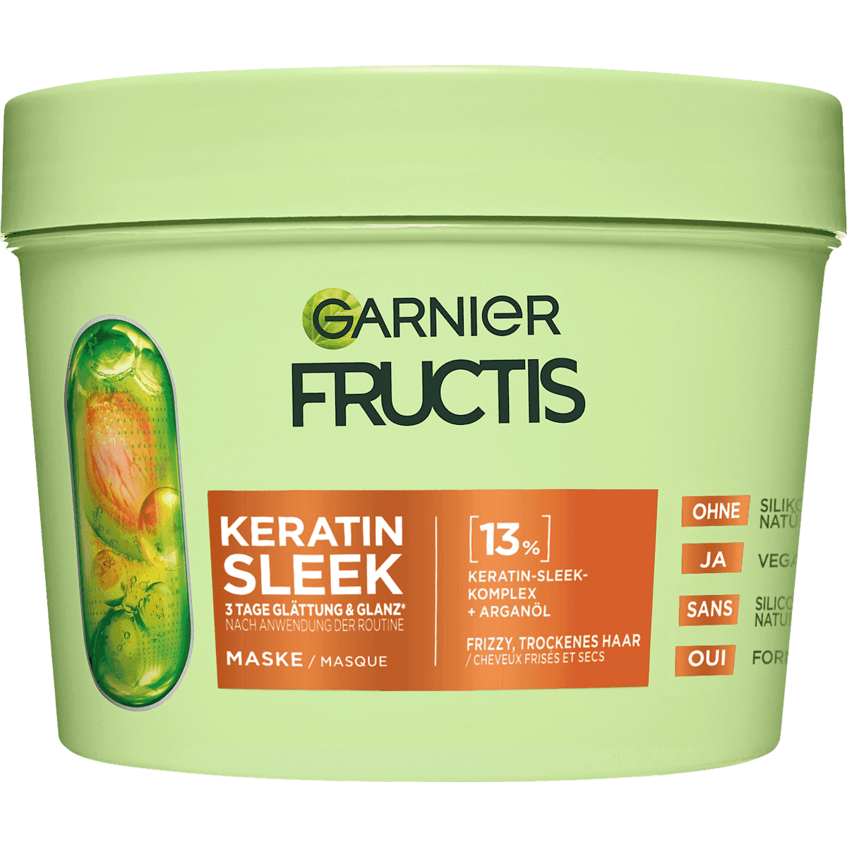 GARNIER FRUCTIS Masque cheveux Keratin Sleek, Anti-Frizz cure, 370 ml (GARNIER FRUCTIS Haarmaske Keratin Sleek, Anti-Frizz Kur, 370 ml) — منتج ألماني أصلي في المغرب