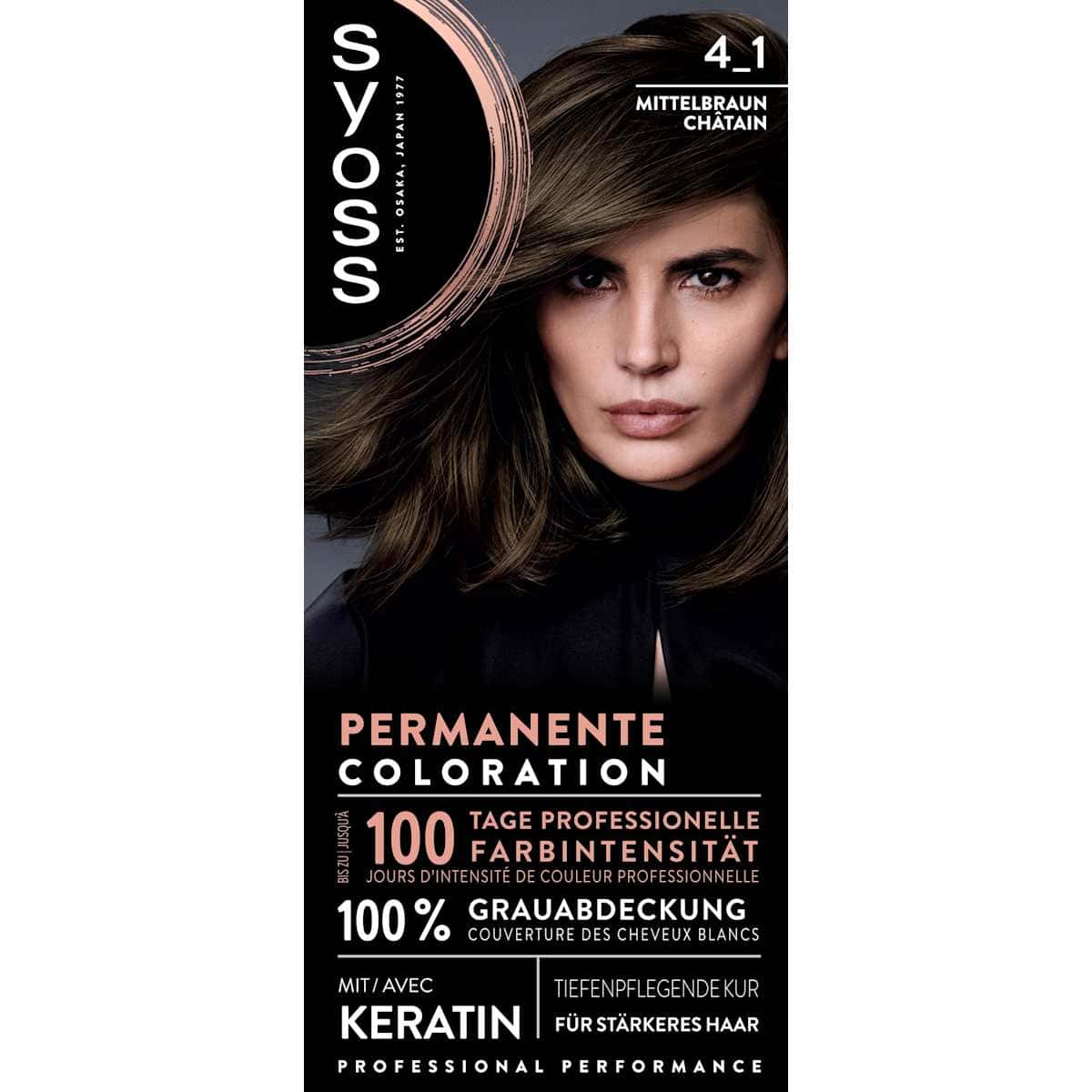 Syoss Coloration 4_1 Mittelbraun, 1 pièce (Syoss Haarfarbe 4_1 Mittelbraun, 1 St) — منتج ألماني أصلي في المغرب