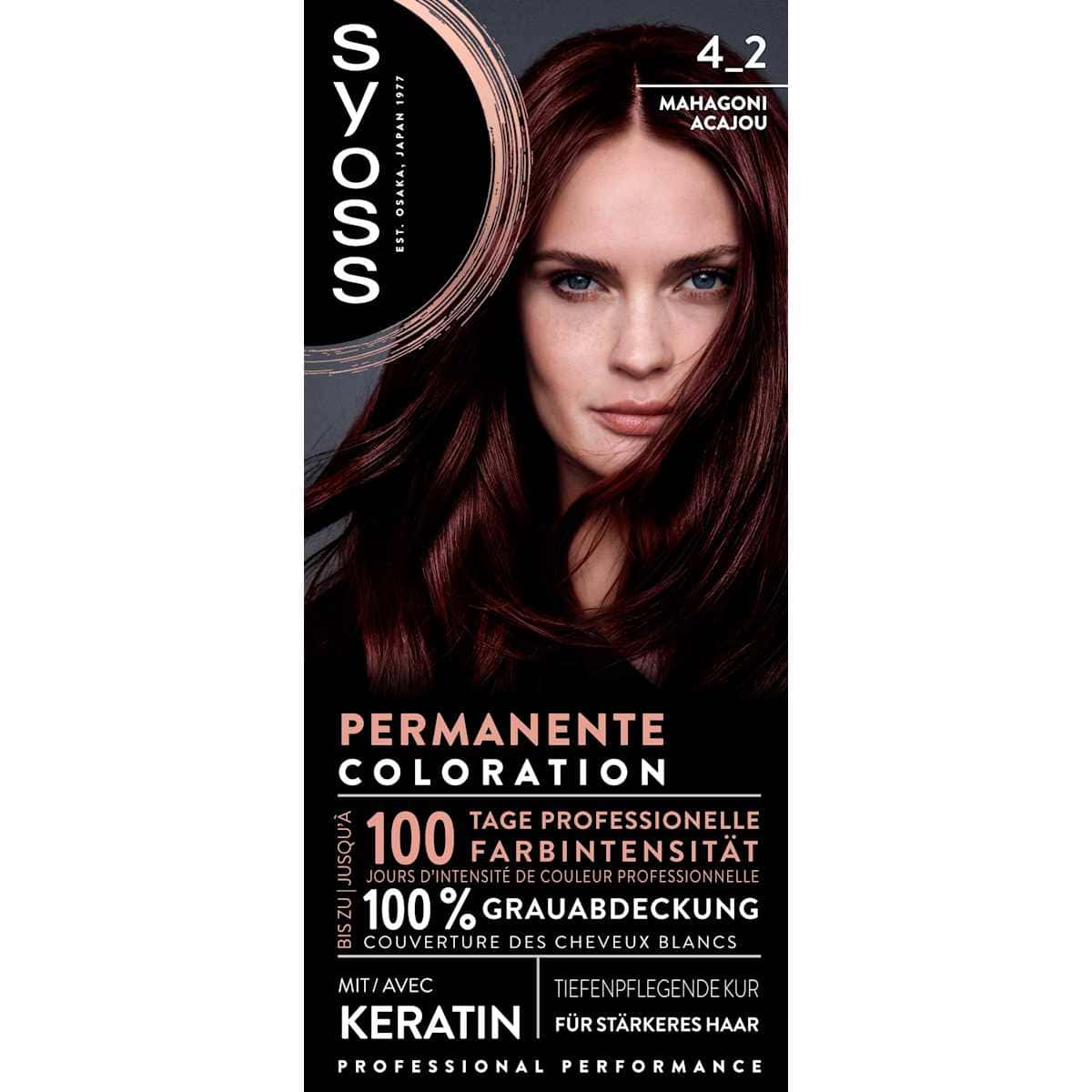 Syoss Hair colour 4_2 Mahagoni, 1 pc (Syoss Haarfarbe 4_2 Mahagoni, 1 St) — authentic German product in Morocco