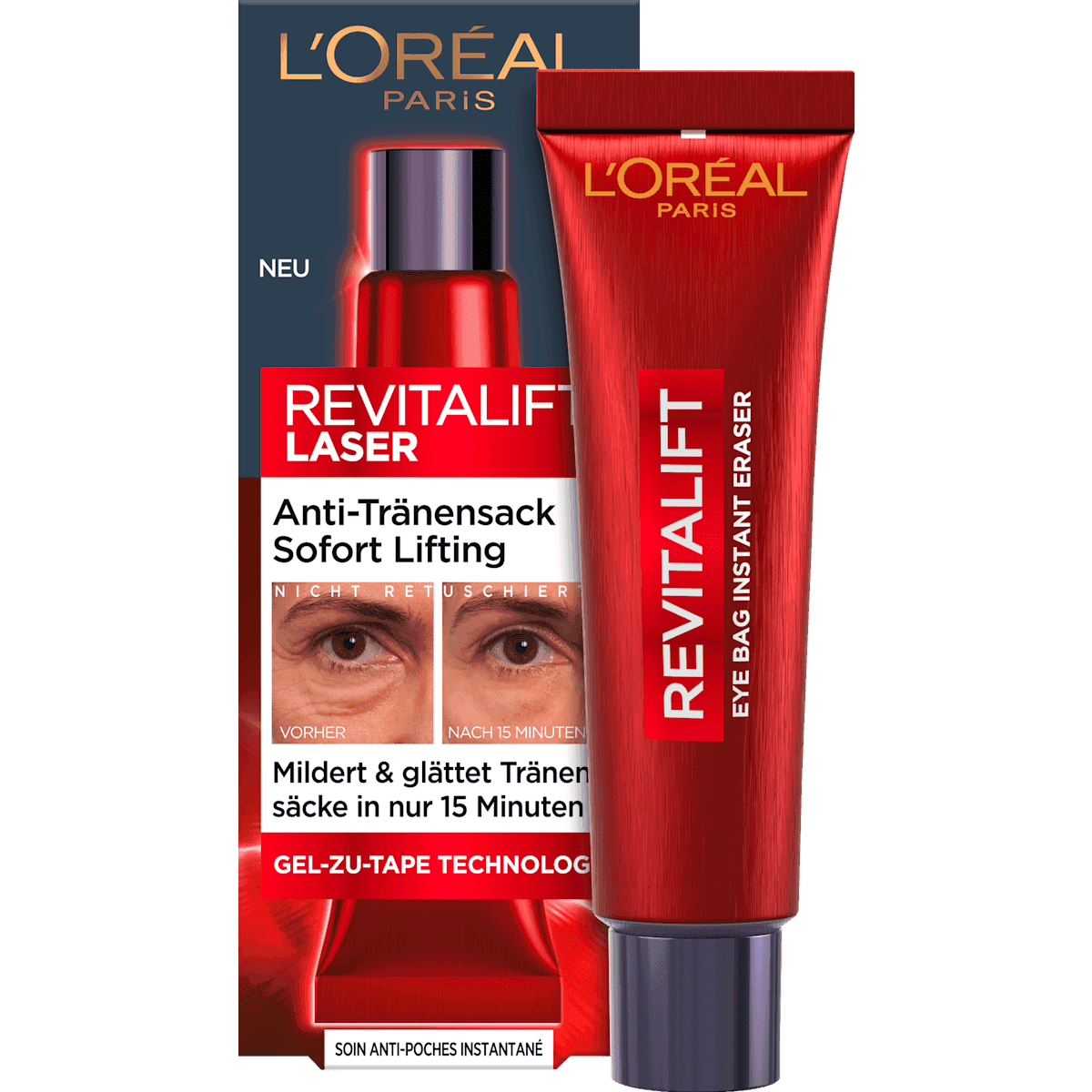 L'ORÉAL PARiS crème contour des yeux Anti-Tränensack Laser Sofort Augenlifting, 15 ml (L'ORÉAL PARiS Augencreme Anti-Tränensack Laser Sofort Augenlifting, 15 ml) — منتج ألماني أصلي في المغرب