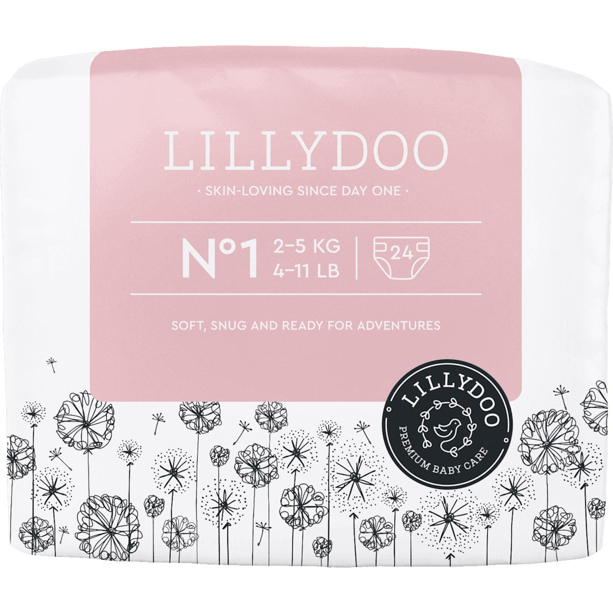 LILLYDOO Couches taille 1 (2+ kg), 24 pièces — produit allemand authentique au Maroc