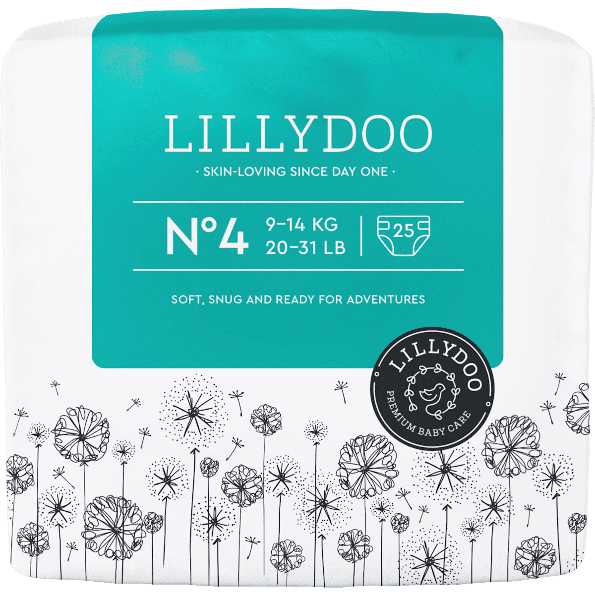 LILLYDOO Couches taille4 (9+ kg), 25 pièces (LILLYDOO Windeln Gr.4 (9+ kg), 25 St) — produit allemand authentique au Maroc