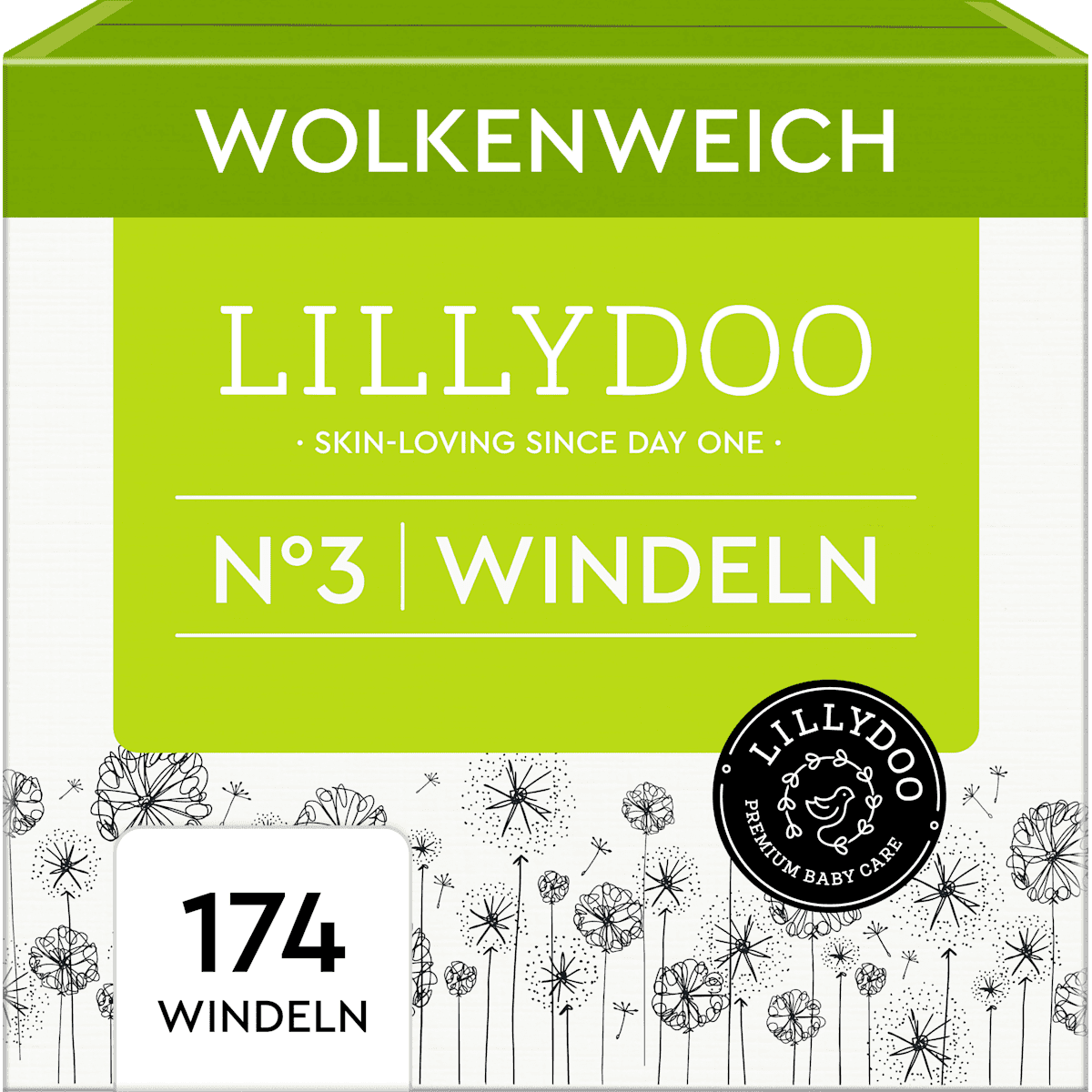 LILLYDOO Nappies size 3 (6+ kg) Monatsbox, 174 pcs (LILLYDOO Windeln Gr. 3 (6+ kg) Monatsbox, 174 St) — authentic German product in Morocco