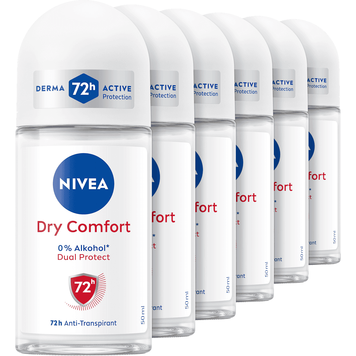 NIVEA antiperspirant Deodorant bille Dry Comfort (6x50 ml), 300 ml (NIVEA Antitranspirant Deo Roll-on Dry Comfort (6x50 ml), 300 ml) — authentic German product in Morocco
