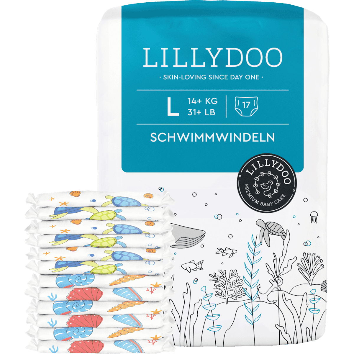 LILLYDOO Couches de bain taille L (14+ kg), 17 pièces (LILLYDOO Schwimmwindeln Gr. L (14+ kg), 17 St) — produit allemand authentique au Maroc
