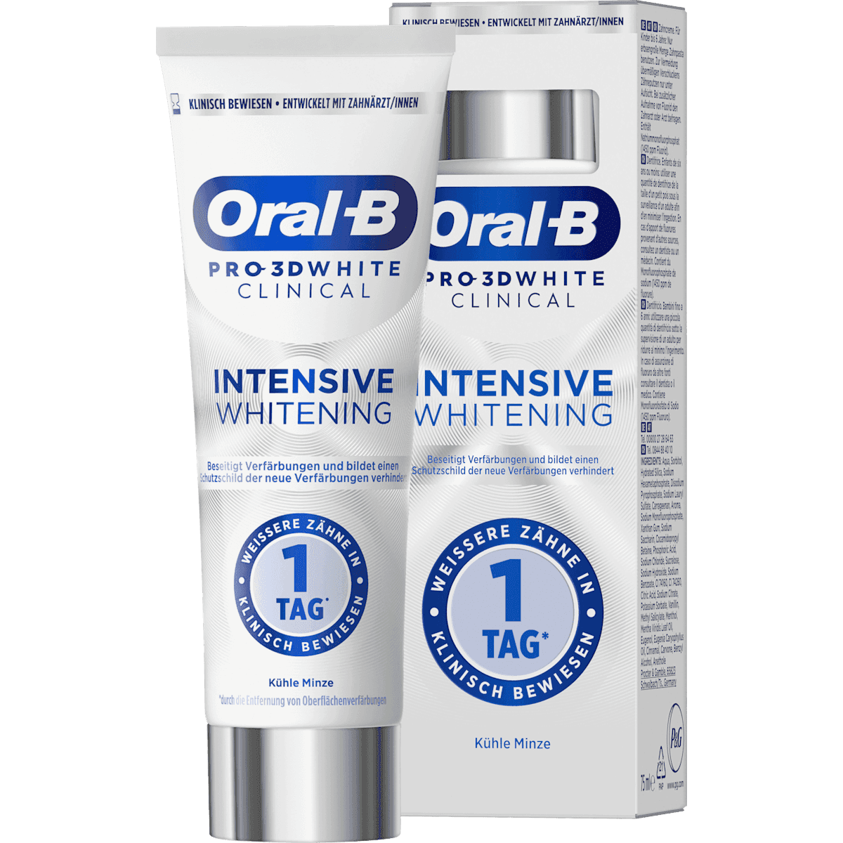Oral-B Dentifrice PRO 3D White Clinical Intensive Whitening, 75 ml (Oral-B Zahnpasta PRO 3D White Clinical Intensive Whitening, 75 ml) — produit allemand authentique au Maroc