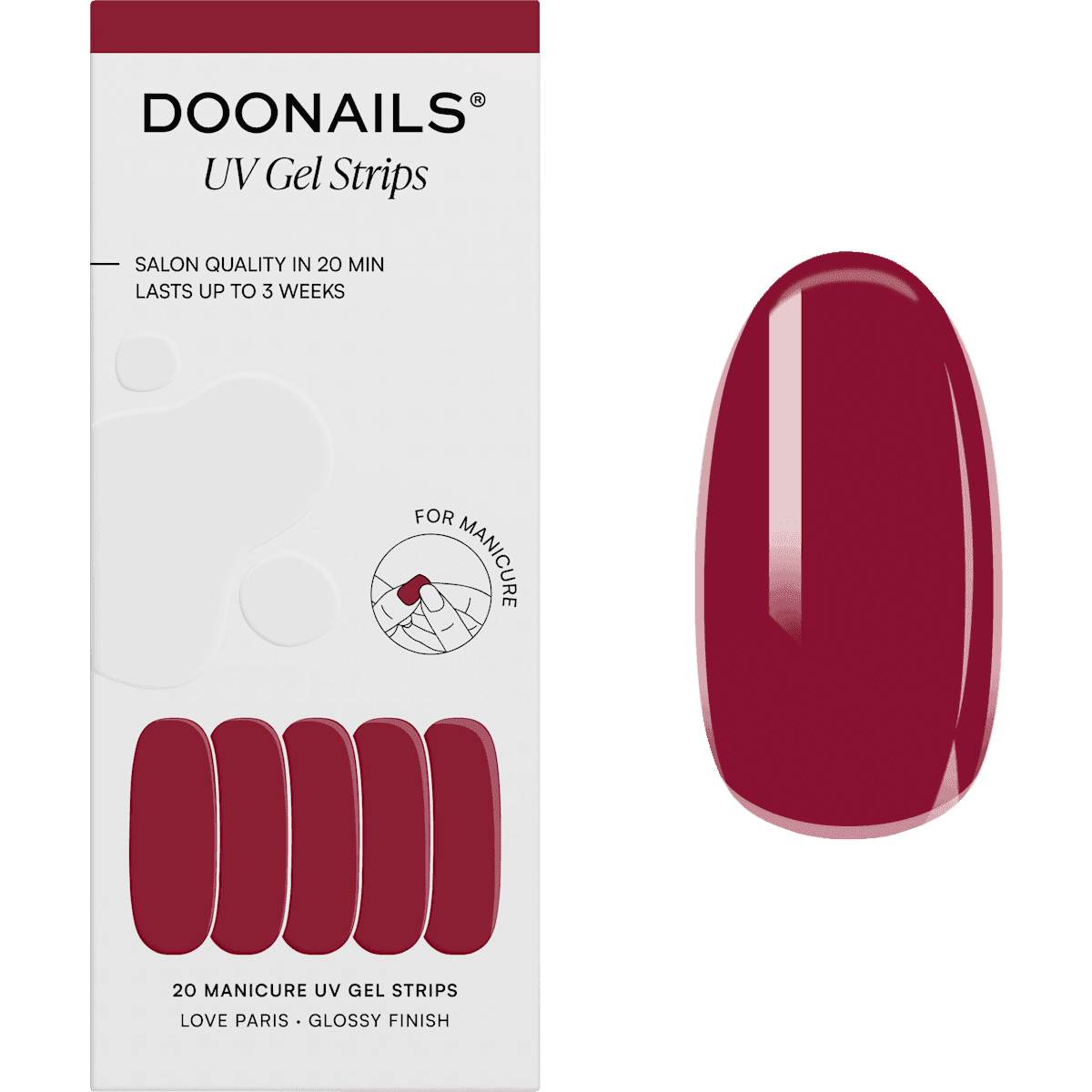 Doonails UV Gel Stickers ongles, Gel Strips Love Paris, 20 pièces — produit allemand authentique au Maroc