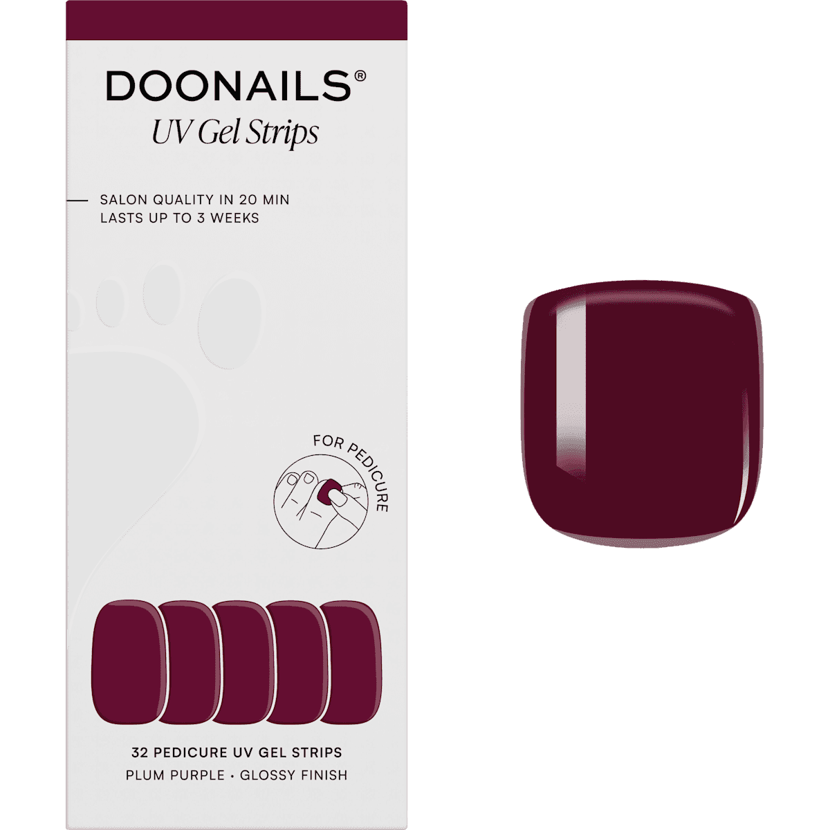 Doonails UV Gel Stickers ongles, Gel Strips Pediküre Plum Purple, 32 pièces (Doonails UV Gel Nagelfolien, Gel Strips Pediküre Plum Purple, 32 St) — منتج ألماني أصلي في المغرب
