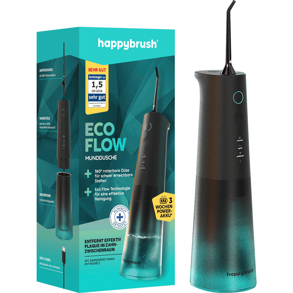 happybrush Munddusche Eco Flow, 1 pièce (happybrush Munddusche Eco Flow, 1 St) — produit allemand authentique au Maroc