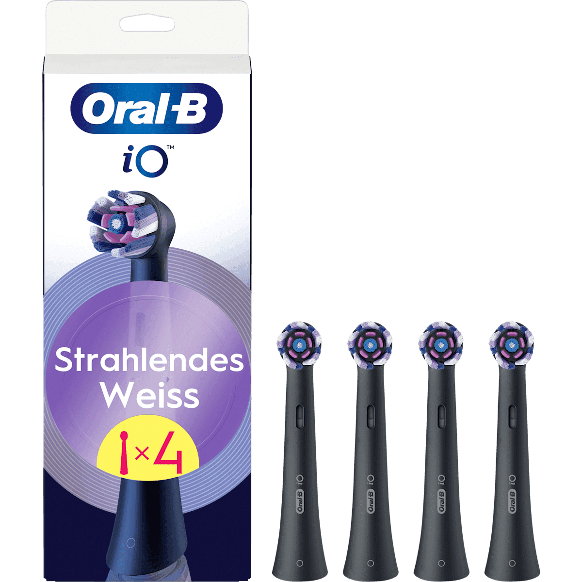 Oral-B Brossettes de rechange iO strahlendes Weiss, noir, 4 pièces — produit allemand authentique au Maroc