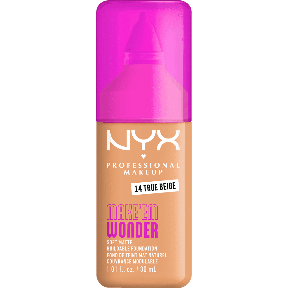 NYX PROFESSIONAL MAKEUP Foundation Make 'EM Wonder 14 True Beige, 30 ml — produit allemand authentique au Maroc