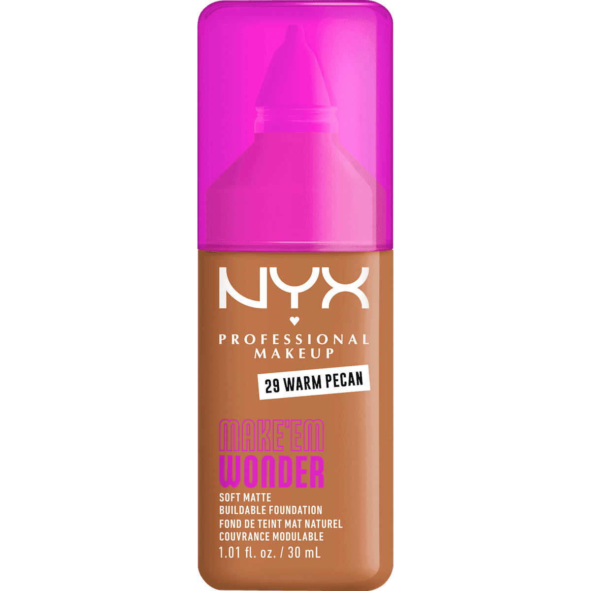 NYX PROFESSIONAL MAKEUP Foundation Make 'EM Wonder 29 Warm Pecan, 30 ml — produit allemand authentique au Maroc