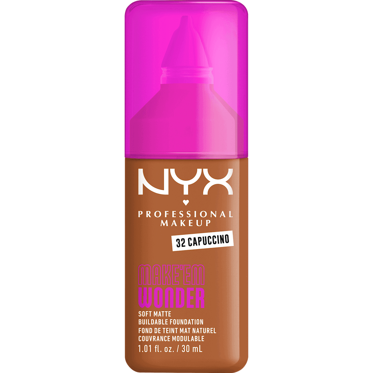 NYX PROFESSIONAL MAKEUP Foundation Make 'EM Wonder 32 Capuccino, 30 ml — produit allemand authentique au Maroc