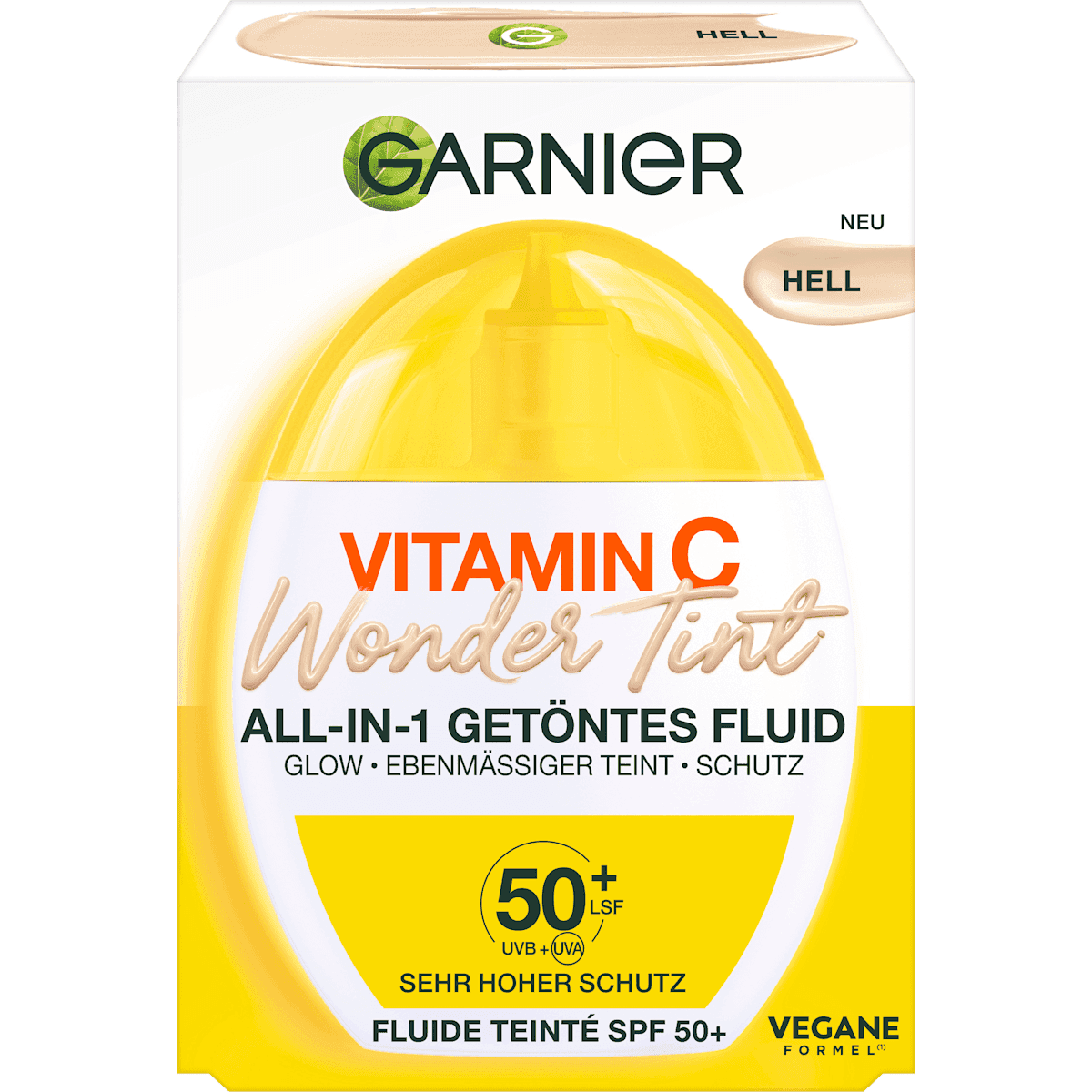 GARNIER Fluide visage Vitamine C Wonder Tint UV LSF 50+, clair, 40 ml — produit allemand authentique au Maroc