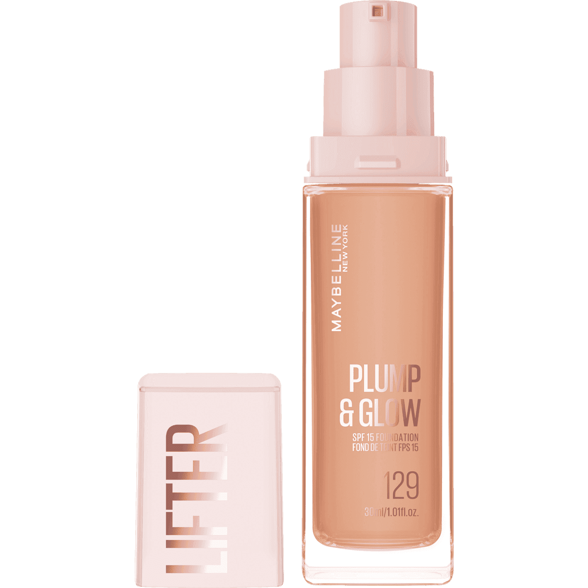 MAYBELLINE NEW YORK Foundation Lifter Plump & Glow 129, 30 ml — produit allemand authentique au Maroc