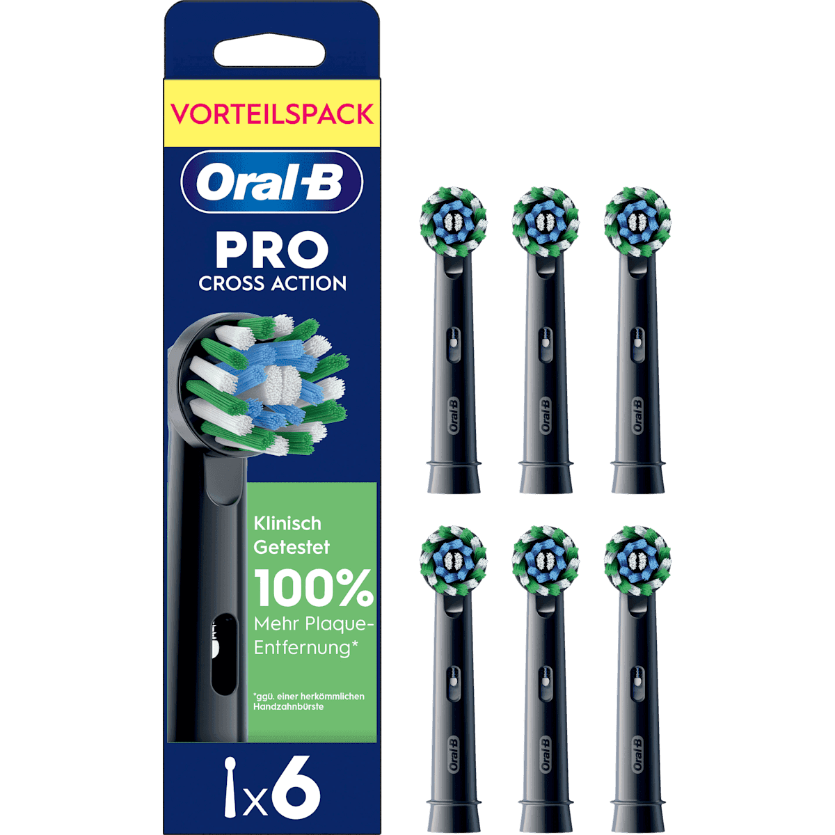 Oral-B Brossettes de rechange PRO CrossAction noir, 6 pièces — produit allemand authentique au Maroc