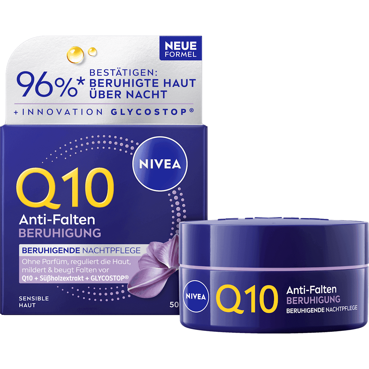 NIVEA night cream Q10 Anti-Falten Sensitiv, 50 ml (NIVEA Nachtcreme Q10 Anti-Falten Sensitiv, 50 ml) — authentic German product in Morocco