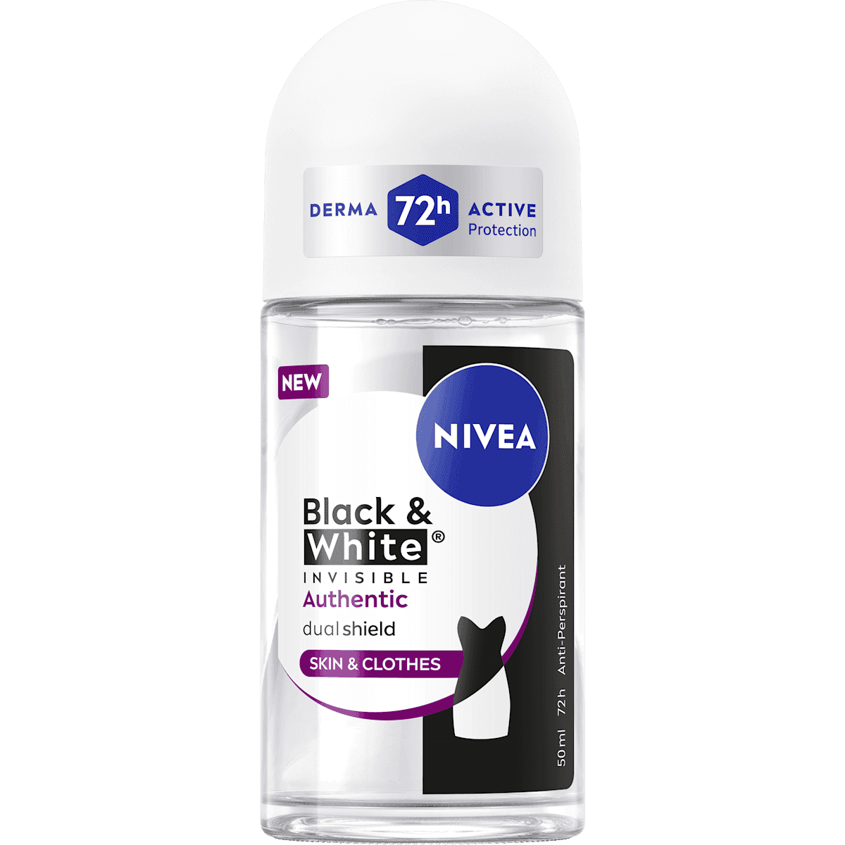 NIVEA anti-transpirant Déodorant bille Black & White Invisible Authentic, 50 ml (NIVEA Antitranspirant Deo Roll-on Black & White Invisible Authentic, 50 ml) — produit allemand authentique au Maroc