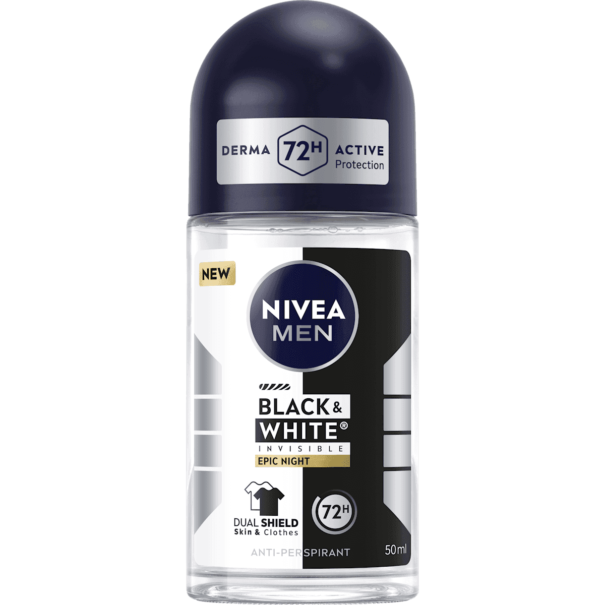 NIVEA MEN anti-transpirant Déodorant bille Black & White Invisible Epic Night, 50 ml — produit allemand authentique au Maroc