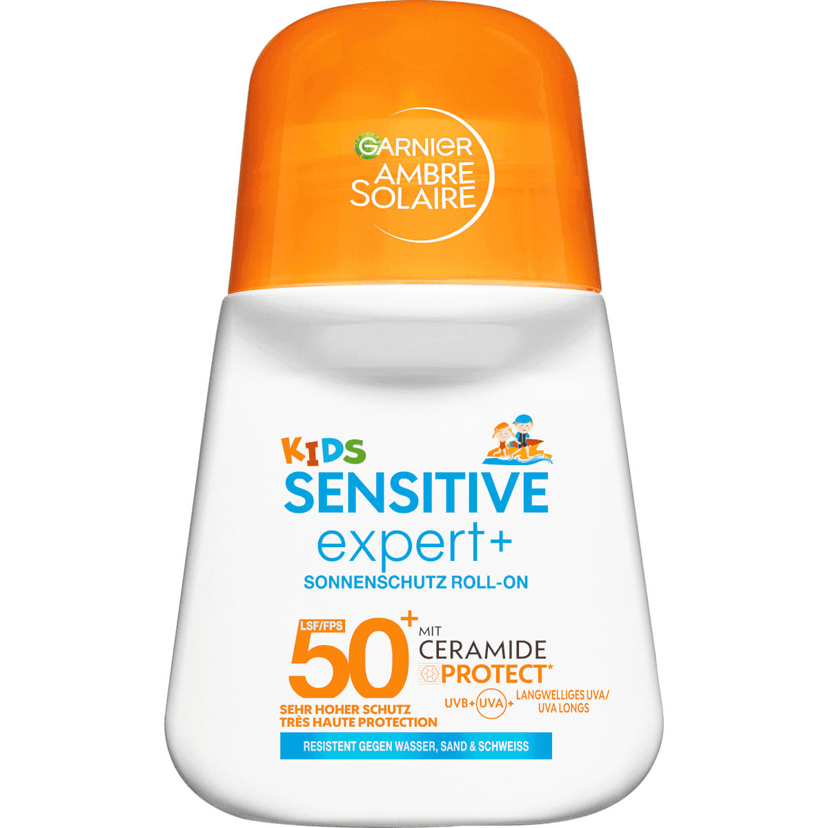 Garnier Ambre Solaire Sonnenroller Kids sensitive expert +, LSF 50+, 50 ml — produit allemand authentique au Maroc