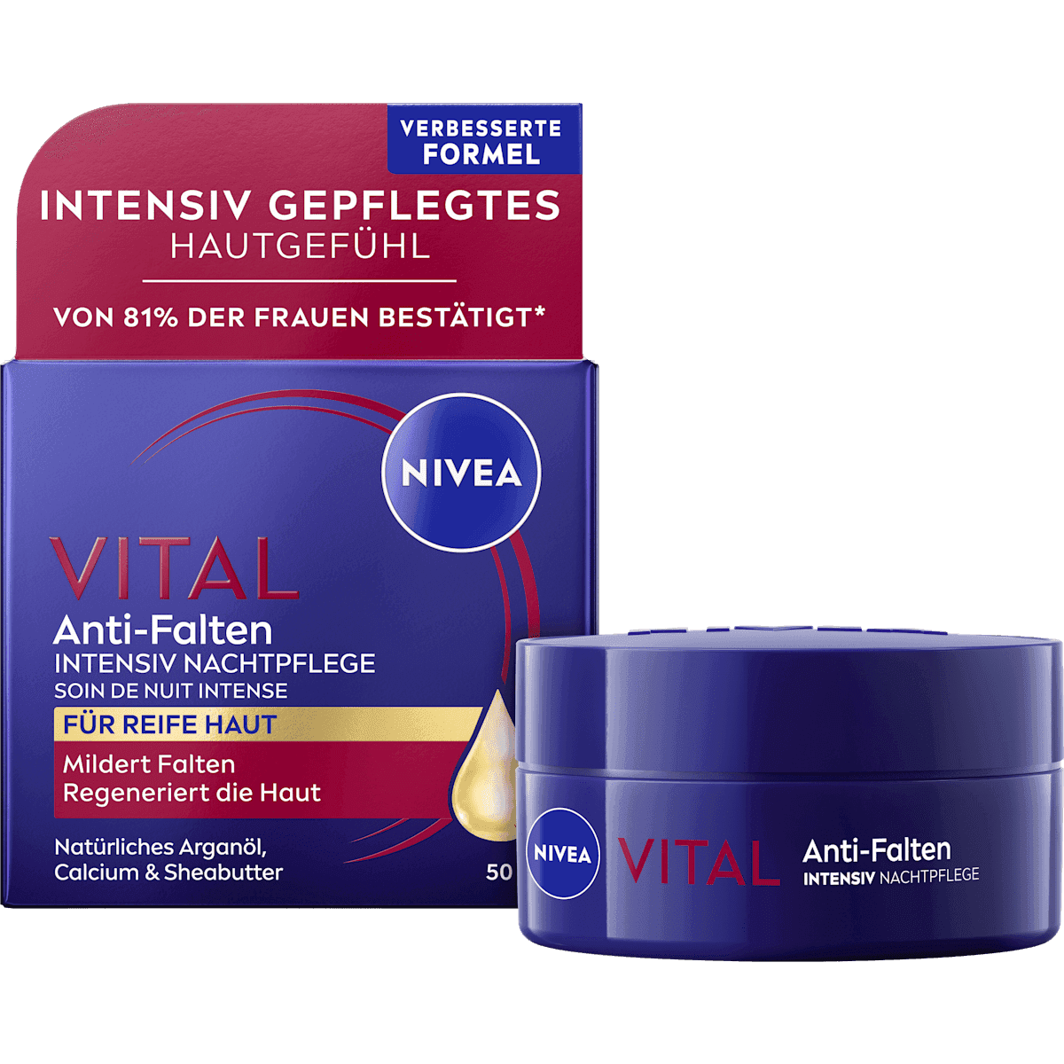 NIVEA night cream Vital Anti-Falten Intensiv, 50 ml (NIVEA Nachtcreme Vital Anti-Falten Intensiv, 50 ml) — authentic German product in Morocco